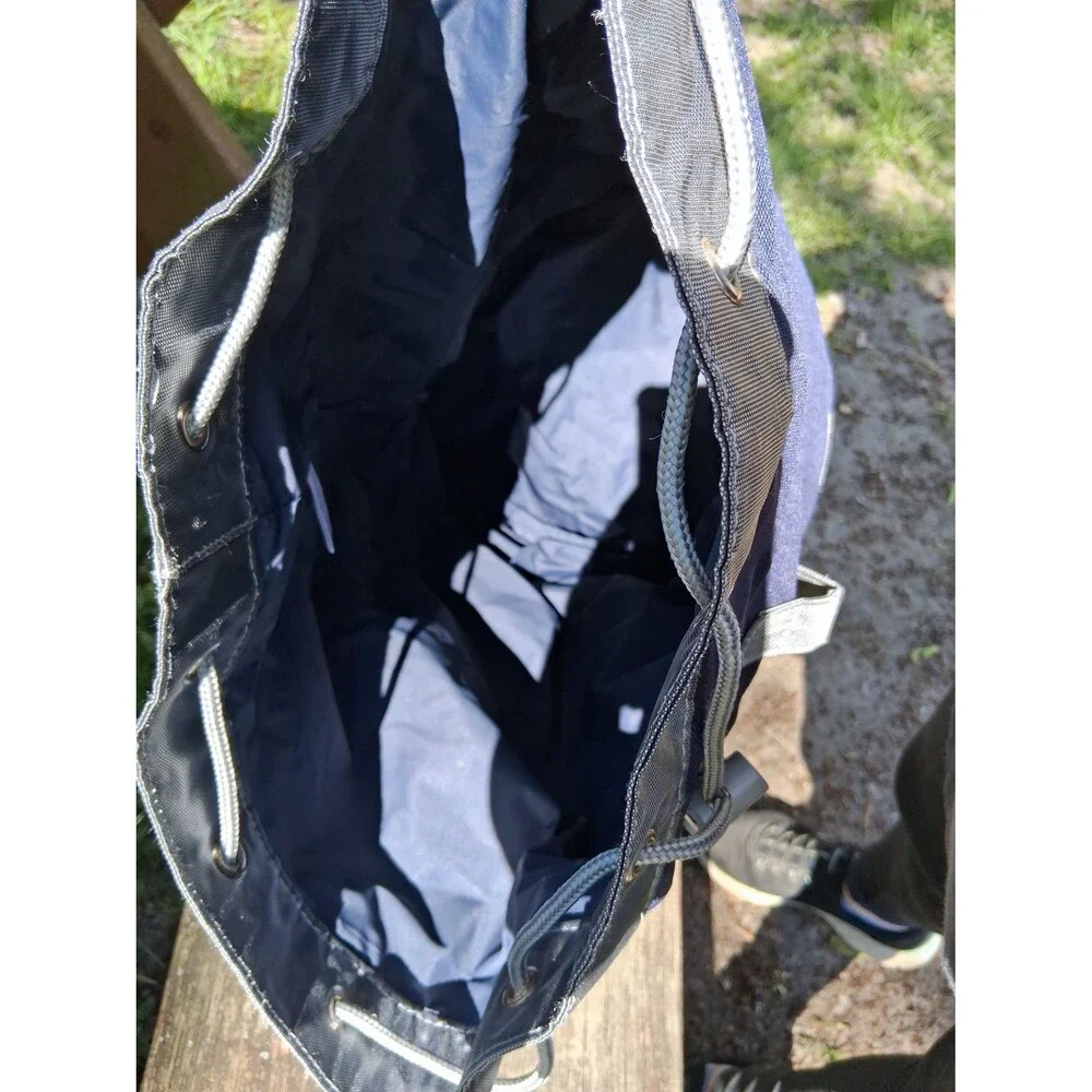 Tommy Hilfiger Travel Barrel Bag Tote Backpack XL Blue & Silver Vintage